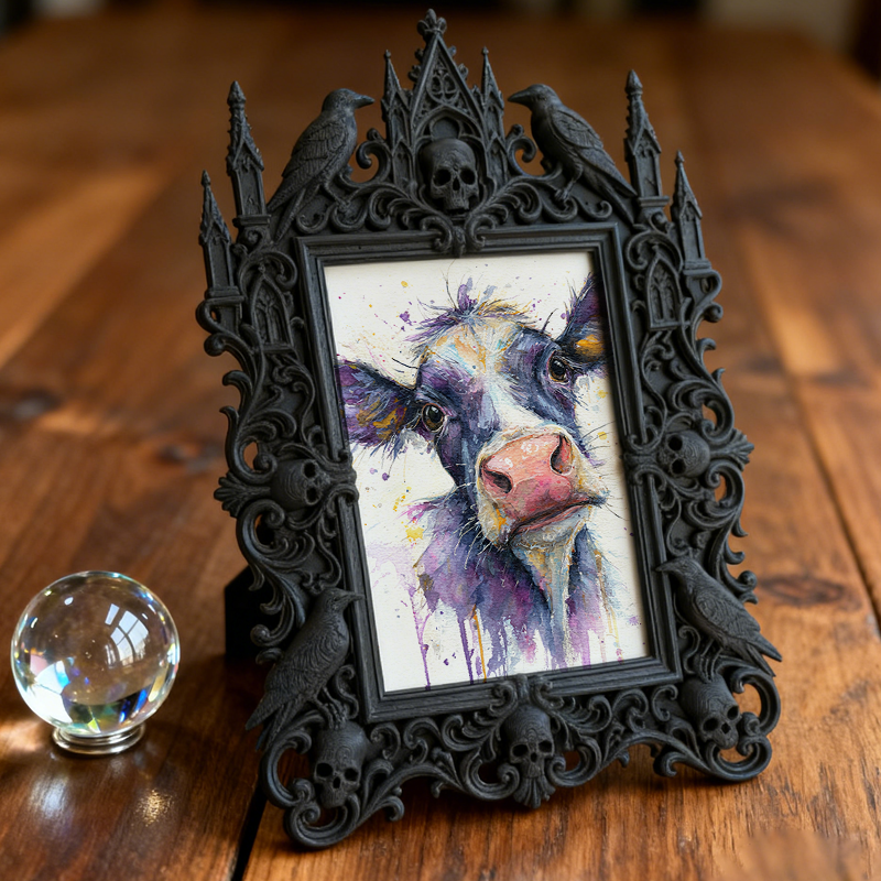 Exclusive Gothic Dark-style Photo Frame | Occult Manuscript Shop Decor, Photo Ornament, Wall-mountable & Tabletop, Collectible Frame