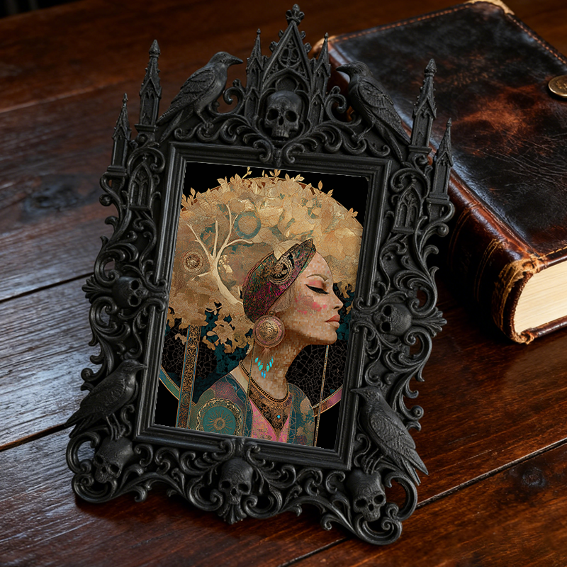 Fan-favorite Gothic Dark-style Photo Frame | Dark Academia Poetry Reading Corner Decor, Photo Ornament, Wall-mountable & Tabletop, Lightweig
