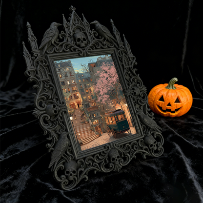Highly-rated Gothic Dark-style Photo Frame | Occult Crystal Ball Reading Nook Decor, Photo Ornament, Wall-mountable & Tabletop, Scratch-resi