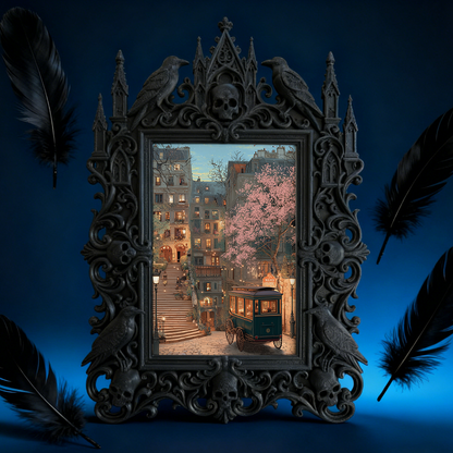 Highly-rated Gothic Dark-style Photo Frame | Occult Crystal Ball Reading Nook Decor, Photo Ornament, Wall-mountable & Tabletop, Scratch-resi