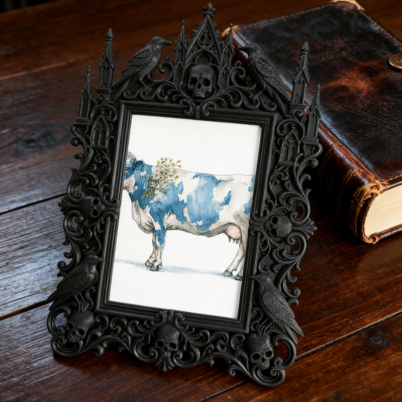 Bestselling Gothic Dark-style Photo Frame | Horror Movie Themed Sleepover Decor, Photo Ornament, Wall/Table Dual-use, Eco-friendly Frame