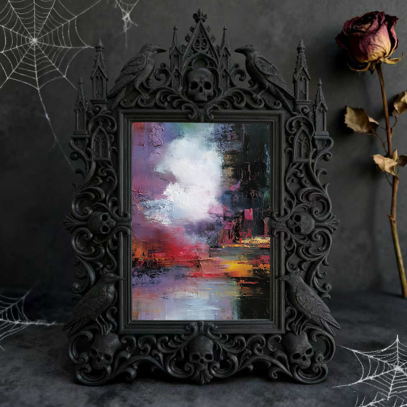 Must-buy Gothic Dark-style Photo Frame | Dark Floral Funeral Memorial Corner Decor, Photo Ornament, Dual-use Display, Sturdy Frame