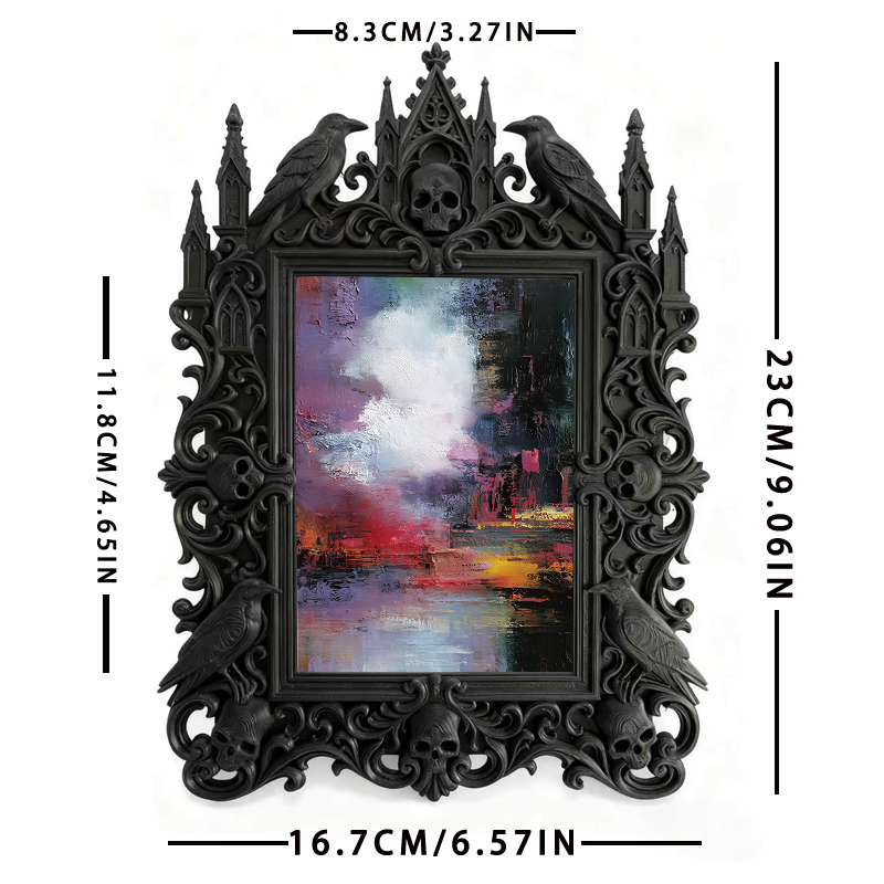 Must-buy Gothic Dark-style Photo Frame | Dark Floral Funeral Memorial Corner Decor, Photo Ornament, Dual-use Display, Sturdy Frame