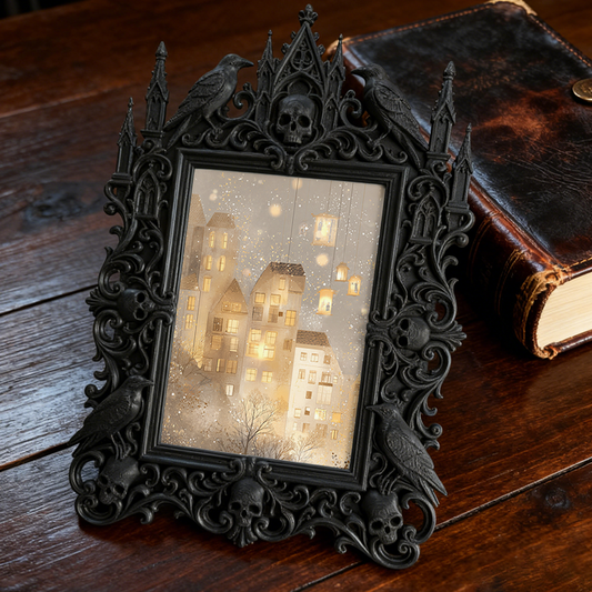 Hard-to-find Gothic Dark-style Photo Frame | Werewolf Themed Camping Photo Display, Photo Ornament, Wall/Table Dual-use, Rustic Frame