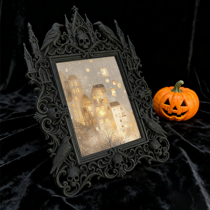 Hard-to-find Gothic Dark-style Photo Frame | Werewolf Themed Camping Photo Display, Photo Ornament, Wall/Table Dual-use, Rustic Frame