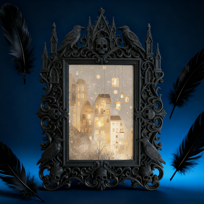 Hard-to-find Gothic Dark-style Photo Frame | Werewolf Themed Camping Photo Display, Photo Ornament, Wall/Table Dual-use, Rustic Frame
