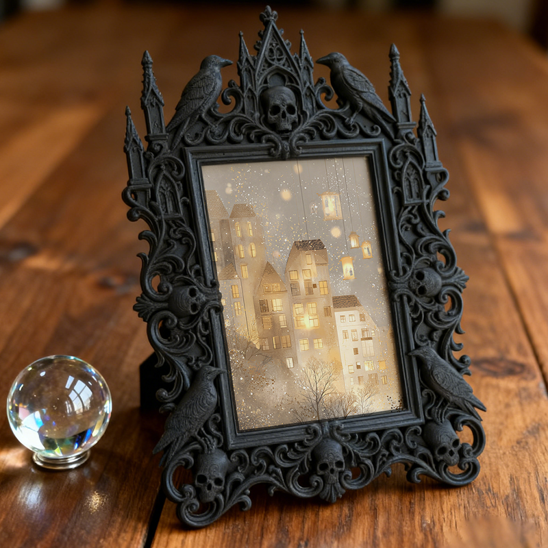 Hard-to-find Gothic Dark-style Photo Frame | Werewolf Themed Camping Photo Display, Photo Ornament, Wall/Table Dual-use, Rustic Frame