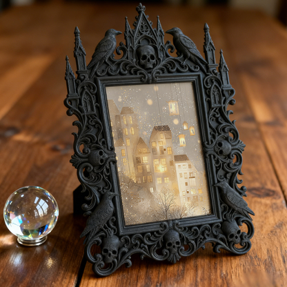 Hard-to-find Gothic Dark-style Photo Frame | Werewolf Themed Camping Photo Display, Photo Ornament, Wall/Table Dual-use, Rustic Frame