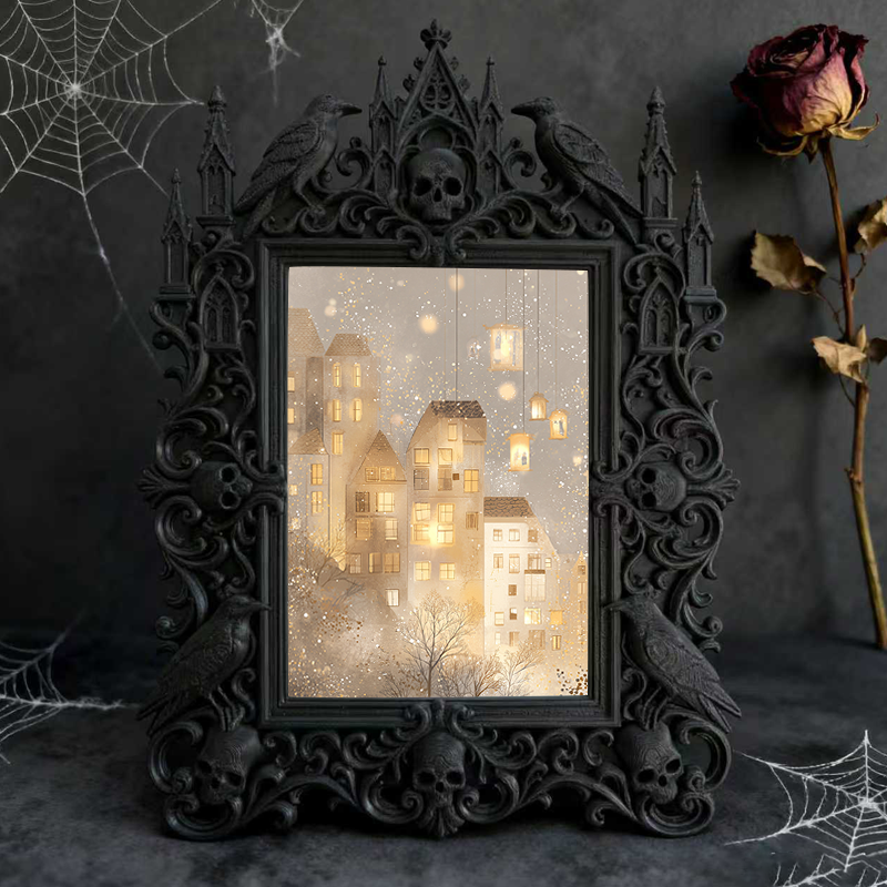 Hard-to-find Gothic Dark-style Photo Frame | Werewolf Themed Camping Photo Display, Photo Ornament, Wall/Table Dual-use, Rustic Frame