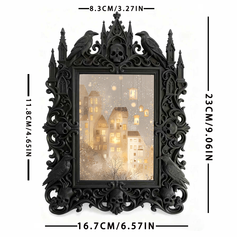 Hard-to-find Gothic Dark-style Photo Frame | Werewolf Themed Camping Photo Display, Photo Ornament, Wall/Table Dual-use, Rustic Frame