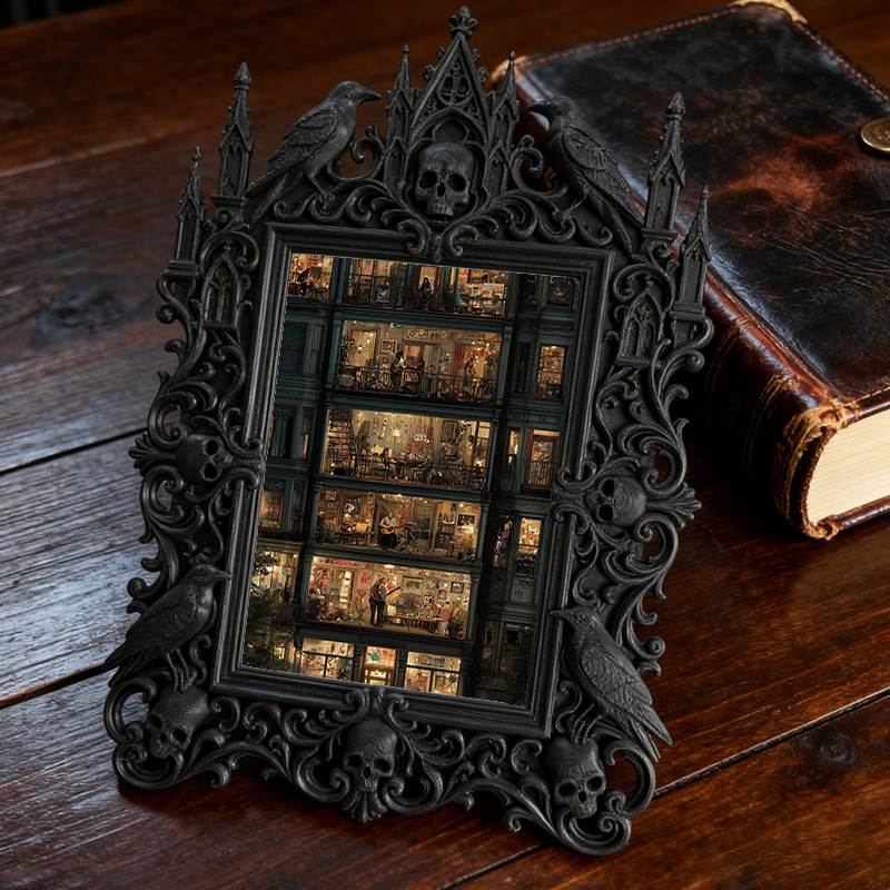 Edgy Gothic Dark-style Photo Frame | Punk Rock Band Album Release Party Decor, Photo Ornament, Dual-use Display, Minimalist Frame