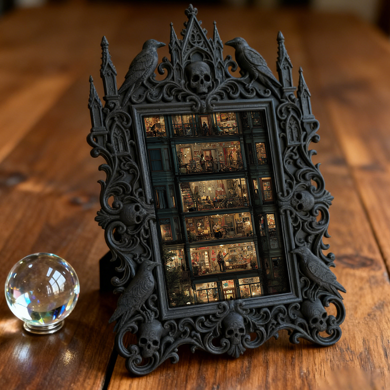 Edgy Gothic Dark-style Photo Frame | Punk Rock Band Album Release Party Decor, Photo Ornament, Dual-use Display, Minimalist Frame