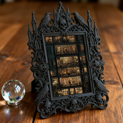 Edgy Gothic Dark-style Photo Frame | Punk Rock Band Album Release Party Decor, Photo Ornament, Dual-use Display, Minimalist Frame