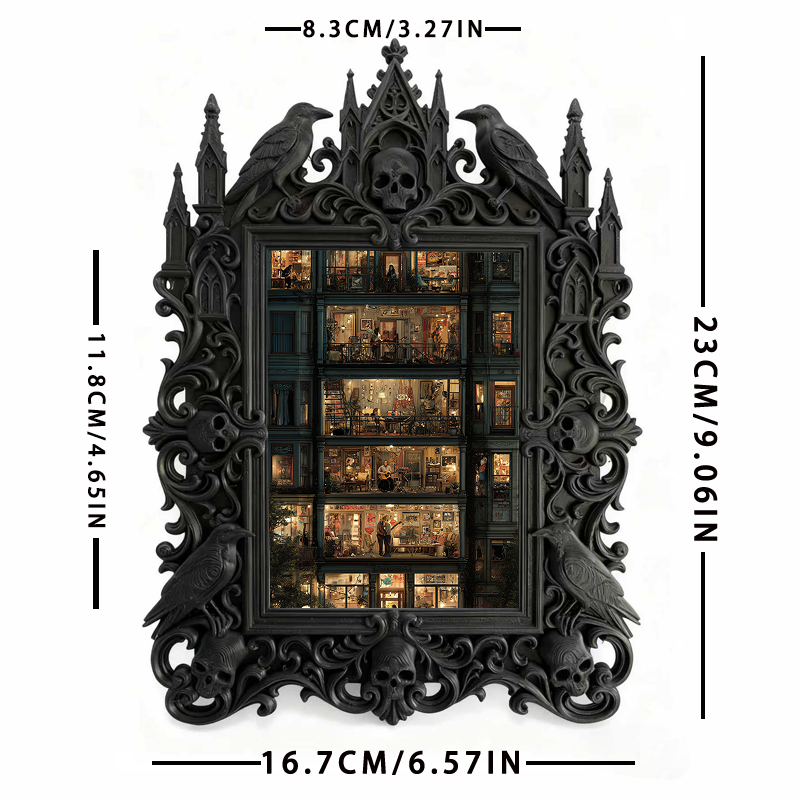 Edgy Gothic Dark-style Photo Frame | Punk Rock Band Album Release Party Decor, Photo Ornament, Dual-use Display, Minimalist Frame