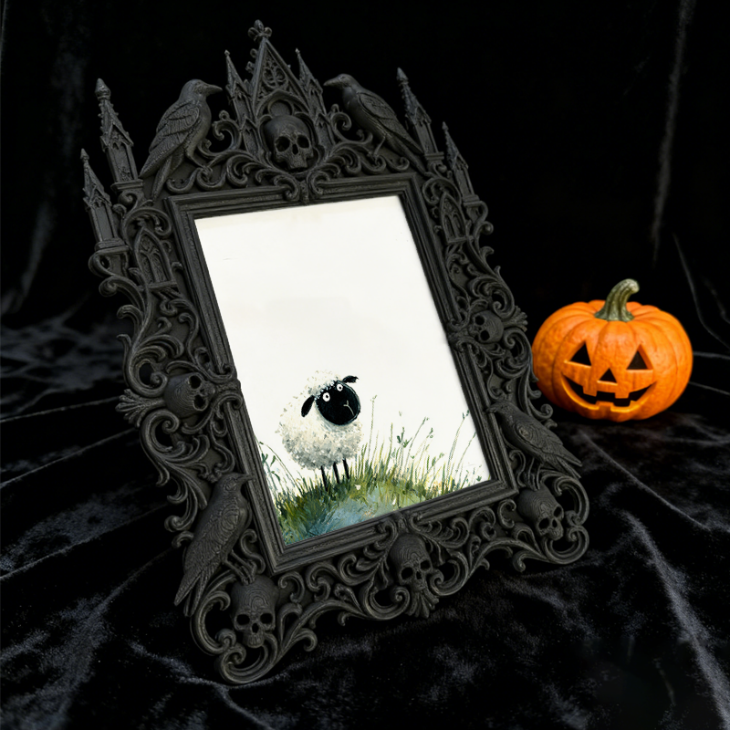 Elegant Gothic Dark-style Photo Frame | Dark Calligraphy Wedding Invitation Display, Photo Ornament, Wall-mountable & Tabletop, Practical Fr