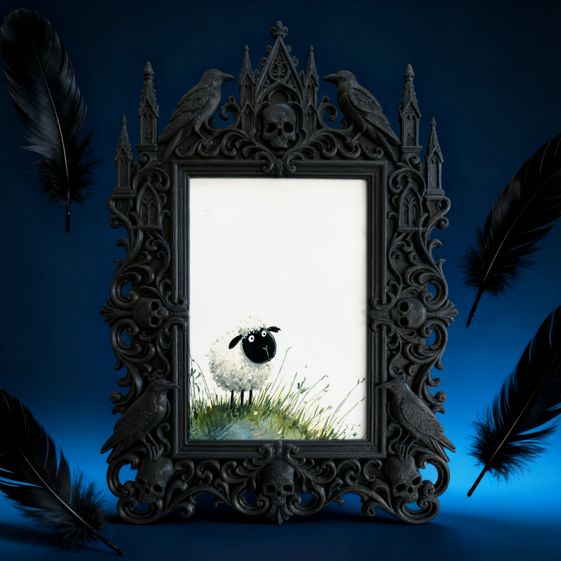 Elegant Gothic Dark-style Photo Frame | Dark Calligraphy Wedding Invitation Display, Photo Ornament, Wall-mountable & Tabletop, Practical Fr