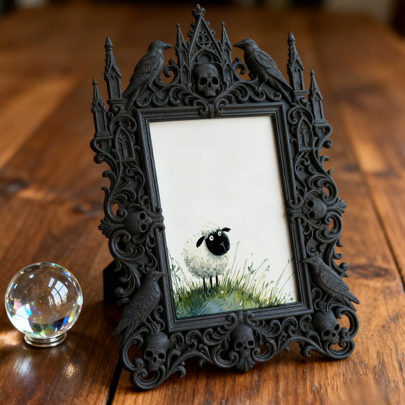 Elegant Gothic Dark-style Photo Frame | Dark Calligraphy Wedding Invitation Display, Photo Ornament, Wall-mountable & Tabletop, Practical Fr