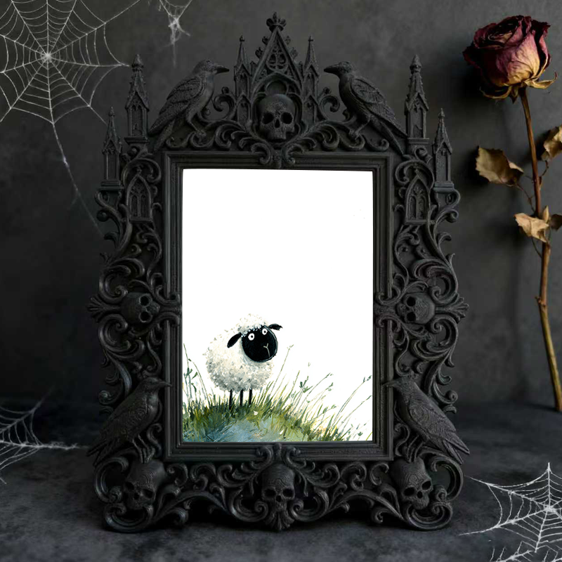 Elegant Gothic Dark-style Photo Frame | Dark Calligraphy Wedding Invitation Display, Photo Ornament, Wall-mountable & Tabletop, Practical Fr