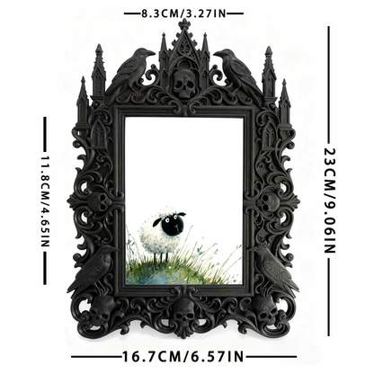 Elegant Gothic Dark-style Photo Frame | Dark Calligraphy Wedding Invitation Display, Photo Ornament, Wall-mountable & Tabletop, Practical Fr
