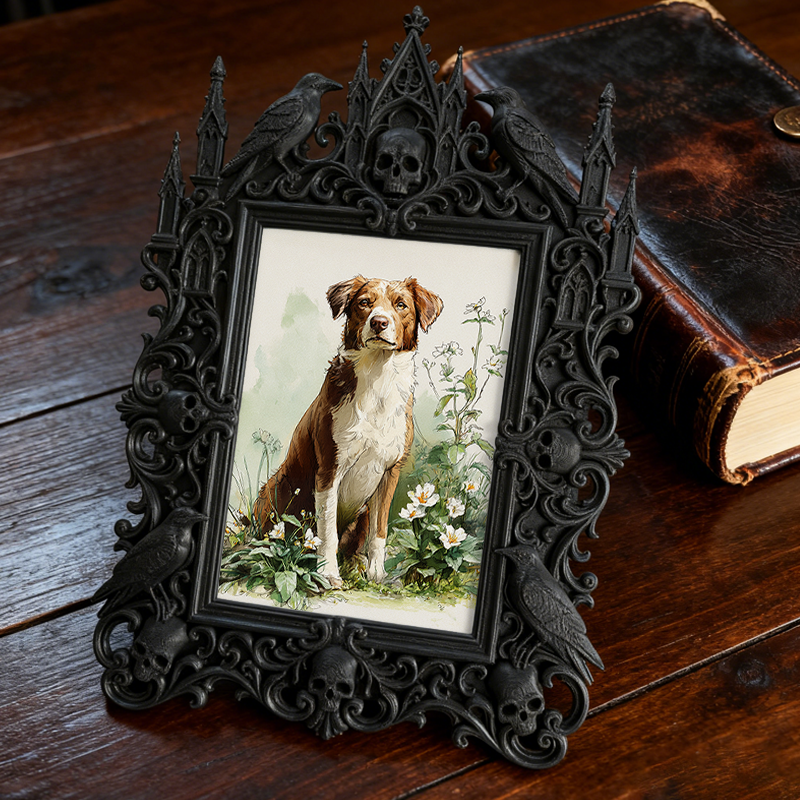 One-of-a-kind Gothic Dark-style Photo Frame | Witchy Herbal Tea Party Table Decor, Photo Ornament, Wall-mountable & Tabletop, Portable Frame