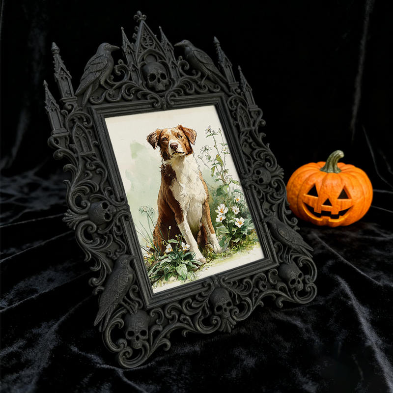 One-of-a-kind Gothic Dark-style Photo Frame | Witchy Herbal Tea Party Table Decor, Photo Ornament, Wall-mountable & Tabletop, Portable Frame