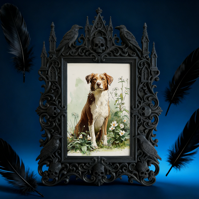 One-of-a-kind Gothic Dark-style Photo Frame | Witchy Herbal Tea Party Table Decor, Photo Ornament, Wall-mountable & Tabletop, Portable Frame