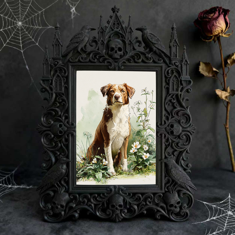 One-of-a-kind Gothic Dark-style Photo Frame | Witchy Herbal Tea Party Table Decor, Photo Ornament, Wall-mountable & Tabletop, Portable Frame
