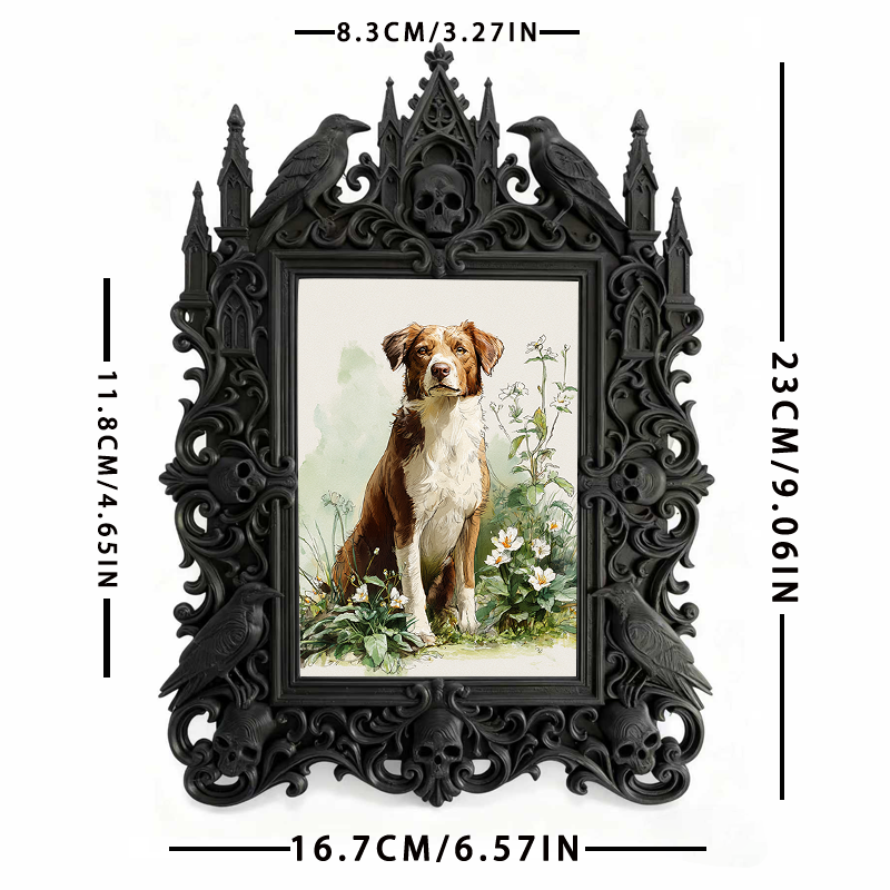 One-of-a-kind Gothic Dark-style Photo Frame | Witchy Herbal Tea Party Table Decor, Photo Ornament, Wall-mountable & Tabletop, Portable Frame