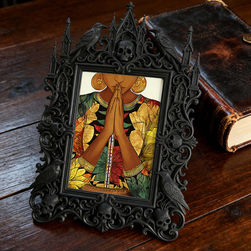 Rugged Gothic Dark-style Photo Frame | Gothic Motorcycle Club Lounge Decor, Photo Ornament, Dual-use Display, Wear-resistant Frame