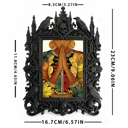 Rugged Gothic Dark-style Photo Frame | Gothic Motorcycle Club Lounge Decor, Photo Ornament, Dual-use Display, Wear-resistant Frame