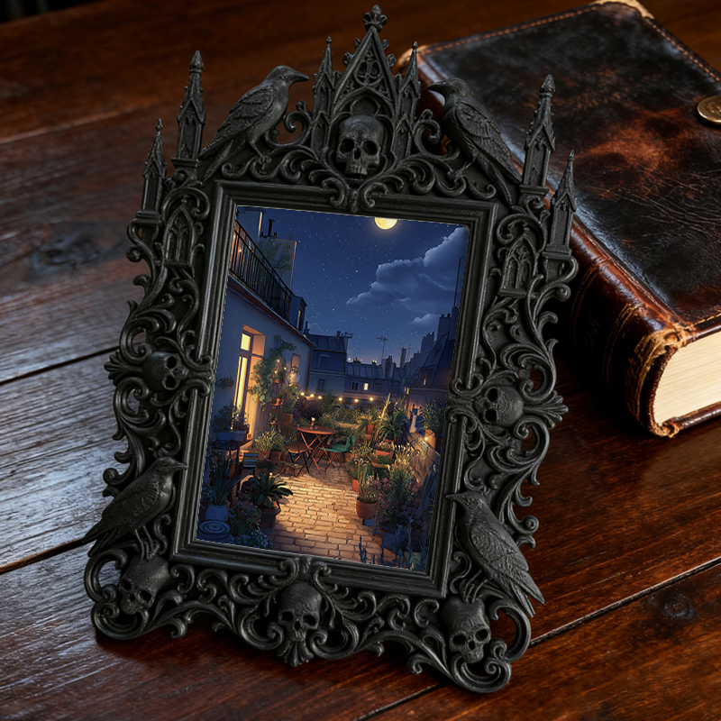 Collector-approved Gothic Dark-style Photo Frame | Horror Comic Book Signing Event Decor, Photo Ornament, Wall/Table Dual-use, Display-grade