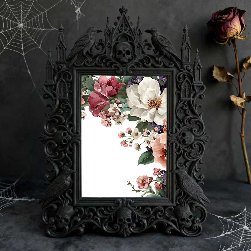 Bold Gothic Dark-style Photo Frame | Dark Fantasy LARP Character Photo Display, Photo Ornament, Wall-mountable & Tabletop, Creative Frame