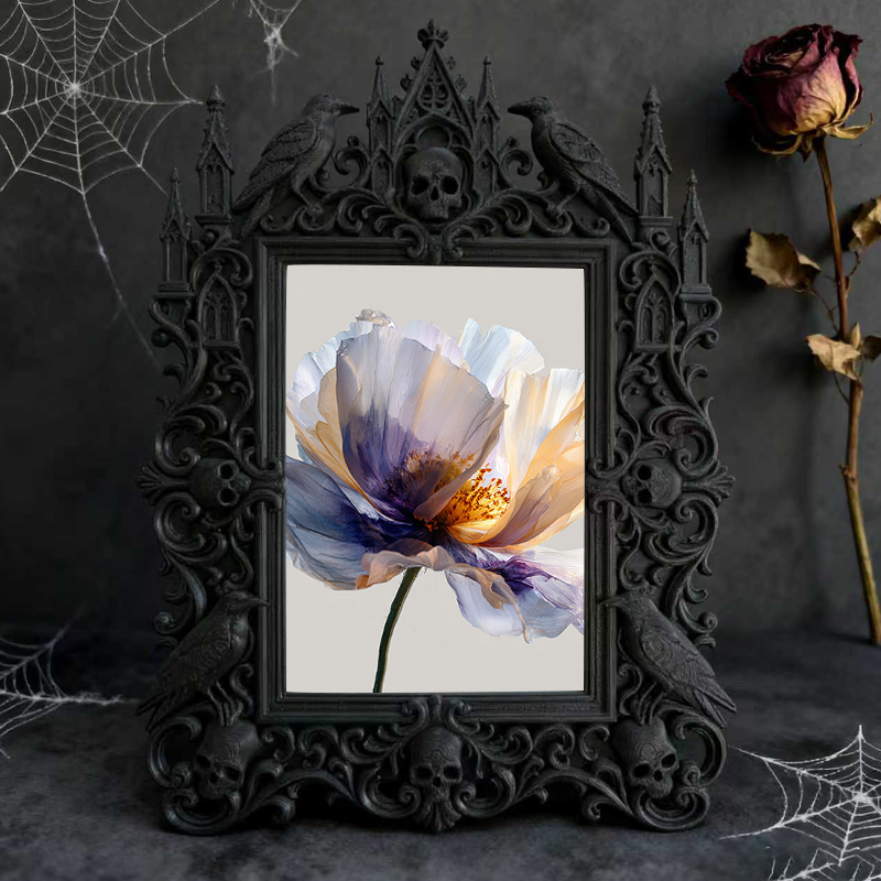 Viral Gothic Dark-style Photo Frame | Ghost-themed Escape Room Prize Display, Photo Ornament, Wall-mountable & Tabletop, Plastic Frame