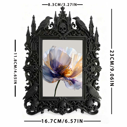 Viral Gothic Dark-style Photo Frame | Ghost-themed Escape Room Prize Display, Photo Ornament, Wall-mountable & Tabletop, Plastic Frame