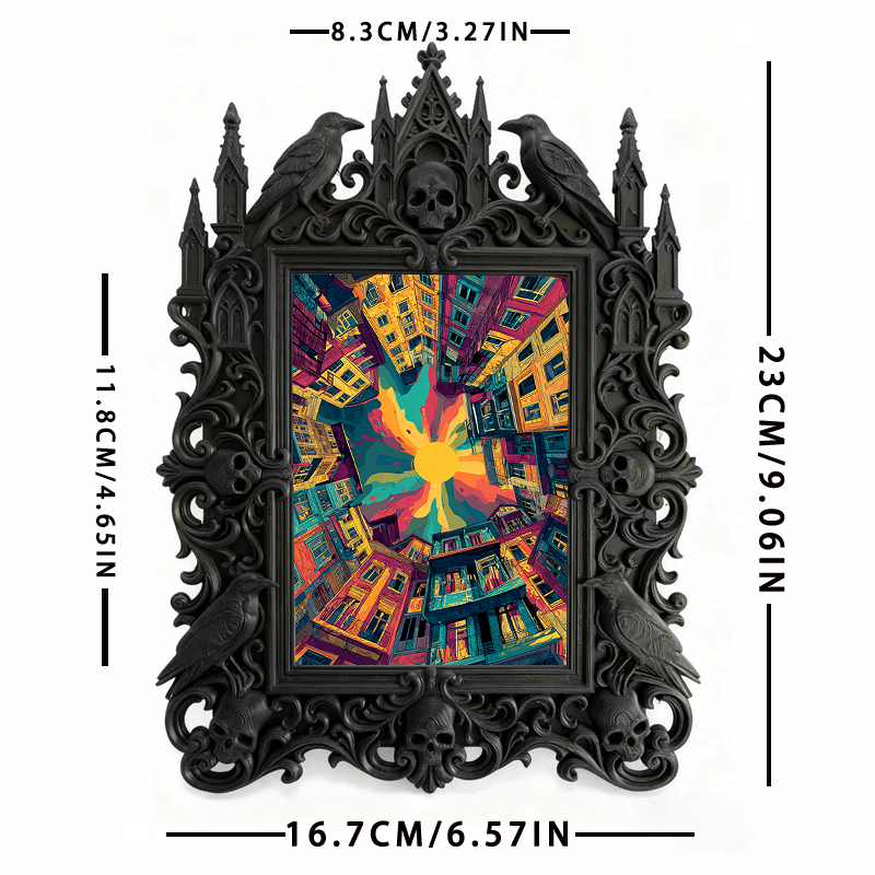 Fan-favorite Gothic Dark-style Photo Frame | Gothic Halloween Trick-or-Treat Station Decor, Photo Ornament, Wall-mountable & Tabletop, Light