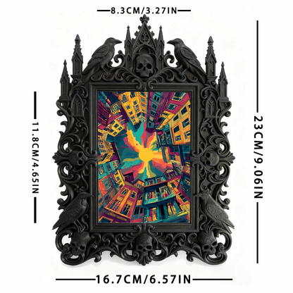 Fan-favorite Gothic Dark-style Photo Frame | Gothic Halloween Trick-or-Treat Station Decor, Photo Ornament, Wall-mountable & Tabletop, Light