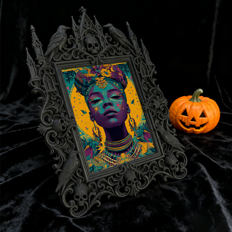Crowd-pleasing Gothic Dark-style Photo Frame | Vampire-themed Wine Tasting Party Decor, Photo Ornament, Dual-use Display, Retro Plastic Fram