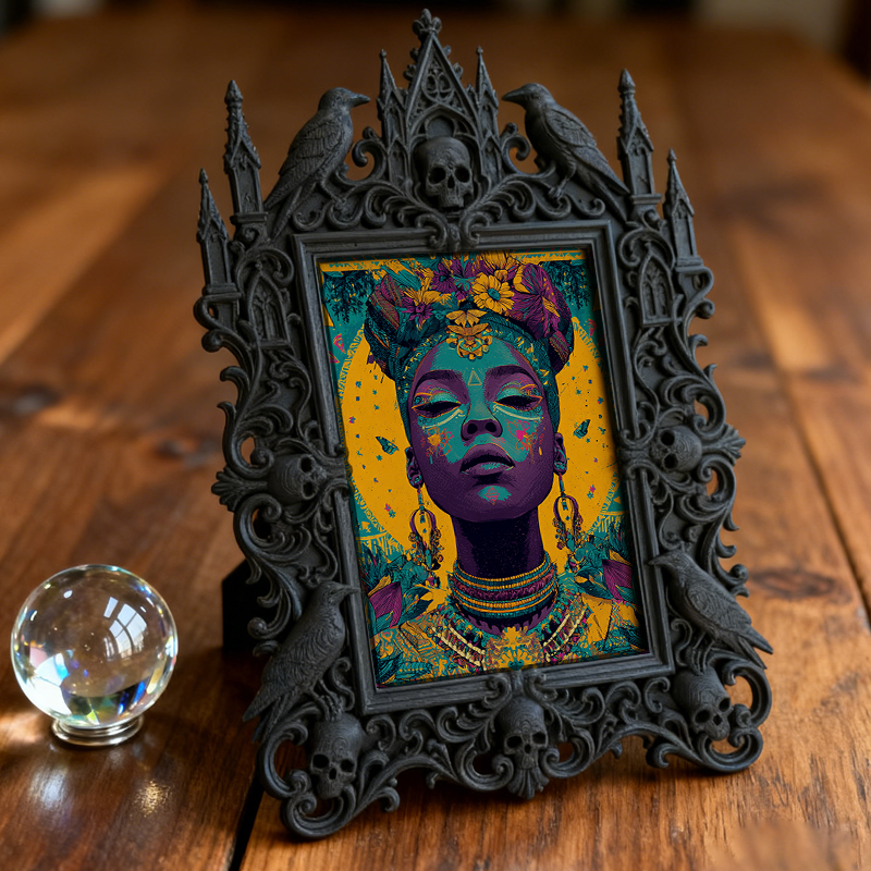 Crowd-pleasing Gothic Dark-style Photo Frame | Vampire-themed Wine Tasting Party Decor, Photo Ornament, Dual-use Display, Retro Plastic Fram