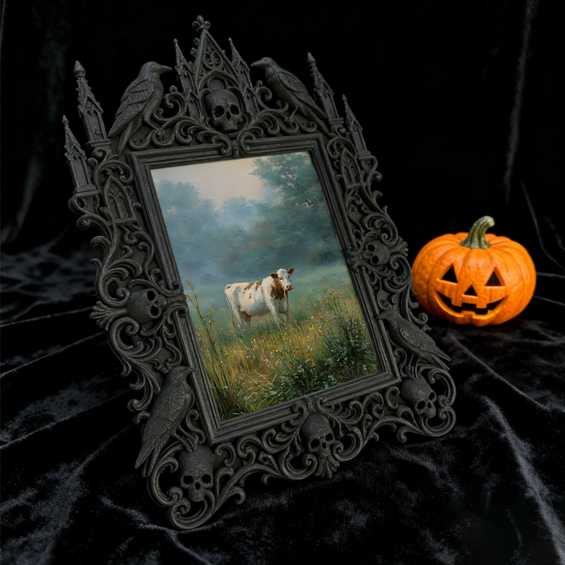 Highly-rated Gothic Dark-style Photo Frame | Witchy Spell Candle Shop Counter Decor, Photo Ornament, Wall-mountable & Tabletop, Scratch-resi