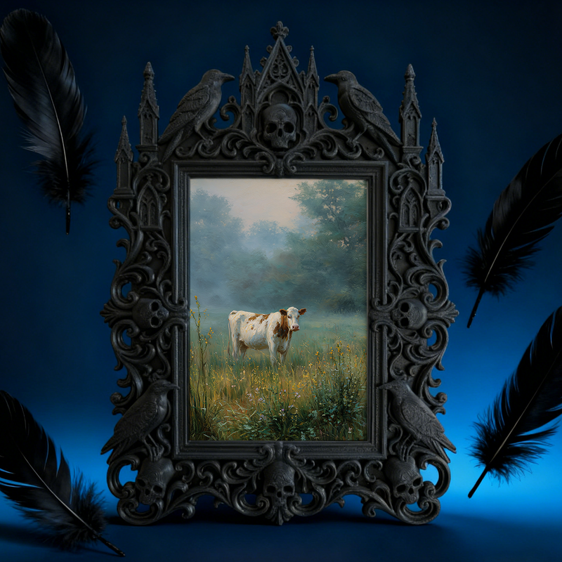 Highly-rated Gothic Dark-style Photo Frame | Witchy Spell Candle Shop Counter Decor, Photo Ornament, Wall-mountable & Tabletop, Scratch-resi