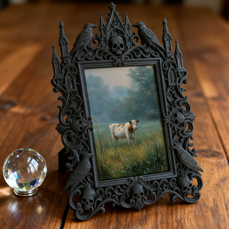 Highly-rated Gothic Dark-style Photo Frame | Witchy Spell Candle Shop Counter Decor, Photo Ornament, Wall-mountable & Tabletop, Scratch-resi