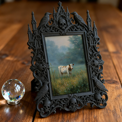 Highly-rated Gothic Dark-style Photo Frame | Witchy Spell Candle Shop Counter Decor, Photo Ornament, Wall-mountable & Tabletop, Scratch-resi