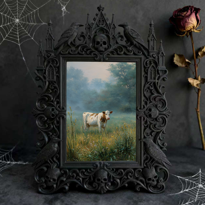 Highly-rated Gothic Dark-style Photo Frame | Witchy Spell Candle Shop Counter Decor, Photo Ornament, Wall-mountable & Tabletop, Scratch-resi