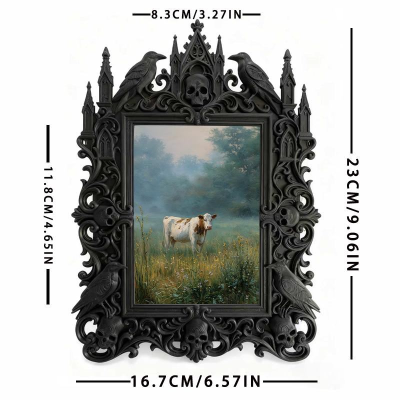 Highly-rated Gothic Dark-style Photo Frame | Witchy Spell Candle Shop Counter Decor, Photo Ornament, Wall-mountable & Tabletop, Scratch-resi
