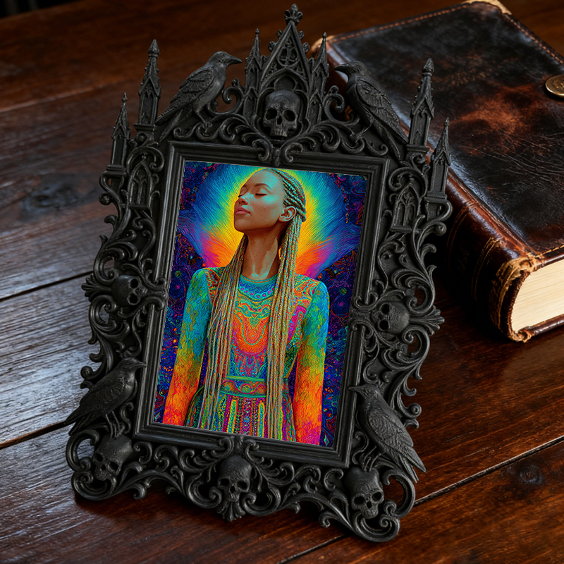 Trending Gothic Dark-style Photo Frame | Dark Art Tattoo Flash Sale Decor, Photo Ornament, Wall-mountable & Tabletop, Slim Frame