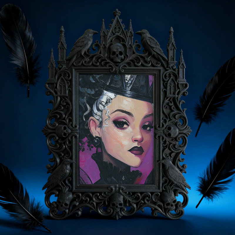 Hard-to-find Gothic Dark-style Photo Frame | Werewolf Themed Pub Wall Decor, Photo Ornament, Wall/Table Dual-use, Rustic Frame