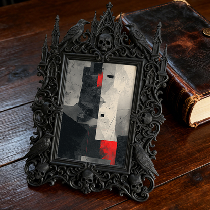 Chic Gothic Dark-style Photo Frame | Gothic Lipstick Boutique Display Decor, Photo Ornament, Wall-mountable & Tabletop, High-gloss Frame