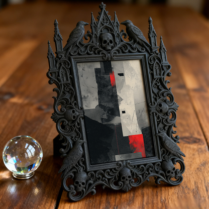 Chic Gothic Dark-style Photo Frame | Gothic Lipstick Boutique Display Decor, Photo Ornament, Wall-mountable & Tabletop, High-gloss Frame