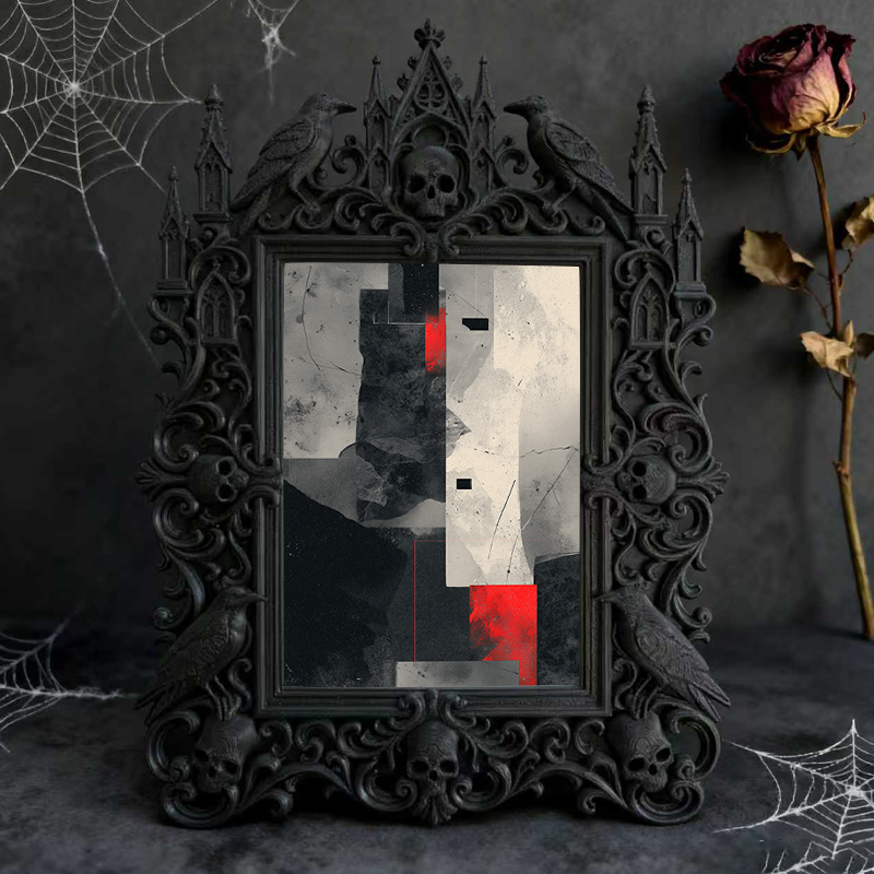 Chic Gothic Dark-style Photo Frame | Gothic Lipstick Boutique Display Decor, Photo Ornament, Wall-mountable & Tabletop, High-gloss Frame
