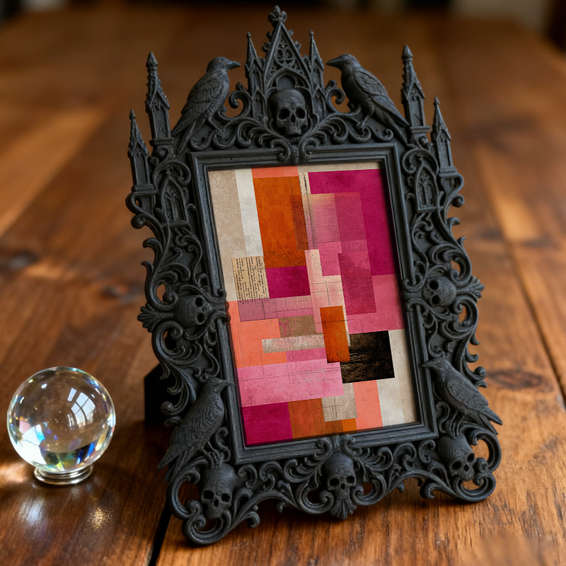 Edgy Gothic Dark-style Photo Frame | Horror Video Game Tournament Decor, Photo Ornament, Dual-use Display, Minimalist Frame